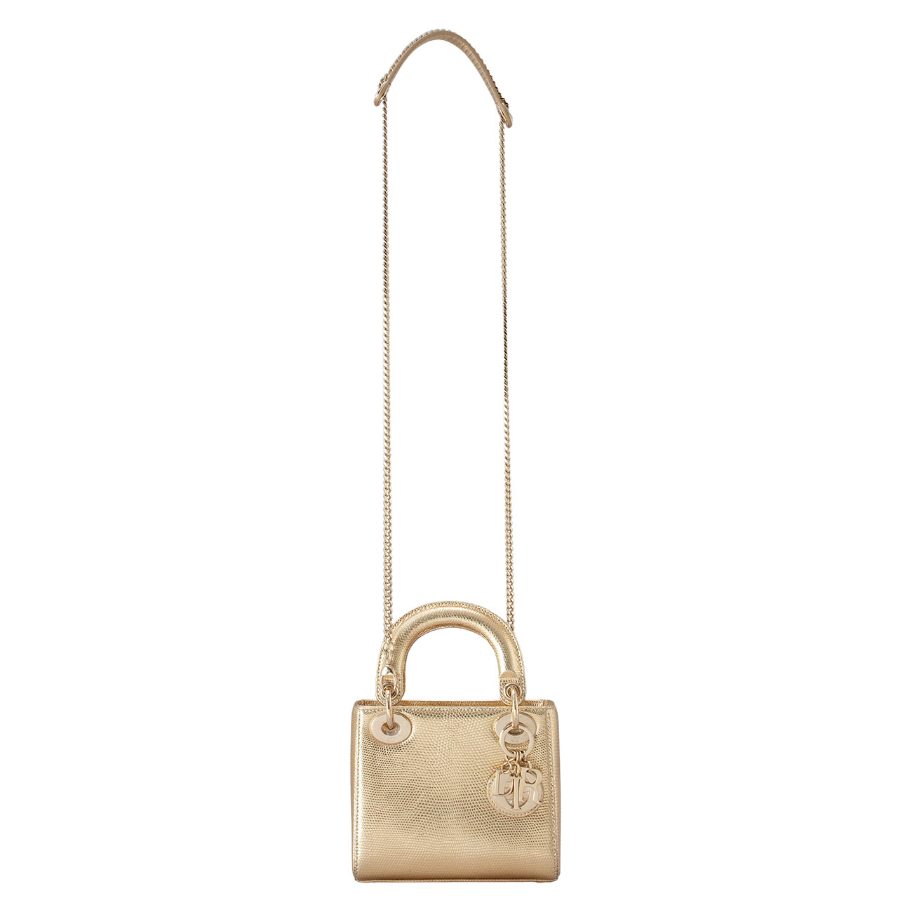CHRISTIAN DIOR(USED)디올 리자드 레이디디올 미니 골드 & 트윌리